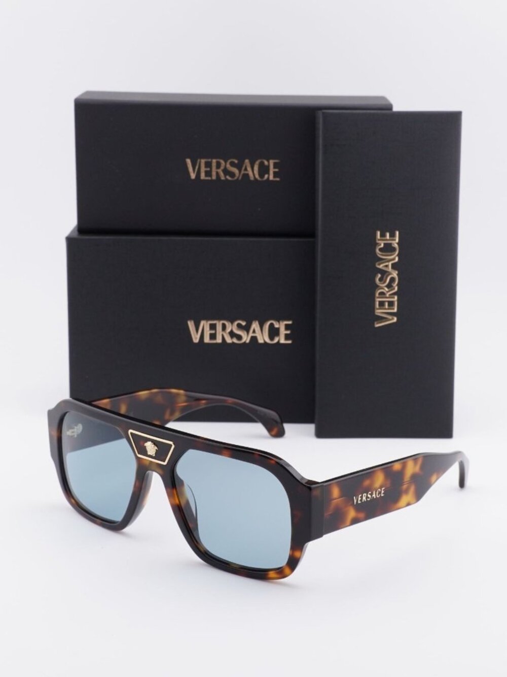 Versace VE4508U 553780 Aviator Sunglasses – Havana / Blue